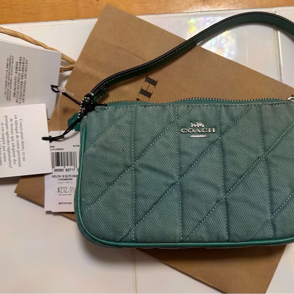 NWT Coach Nolita 19 denim green